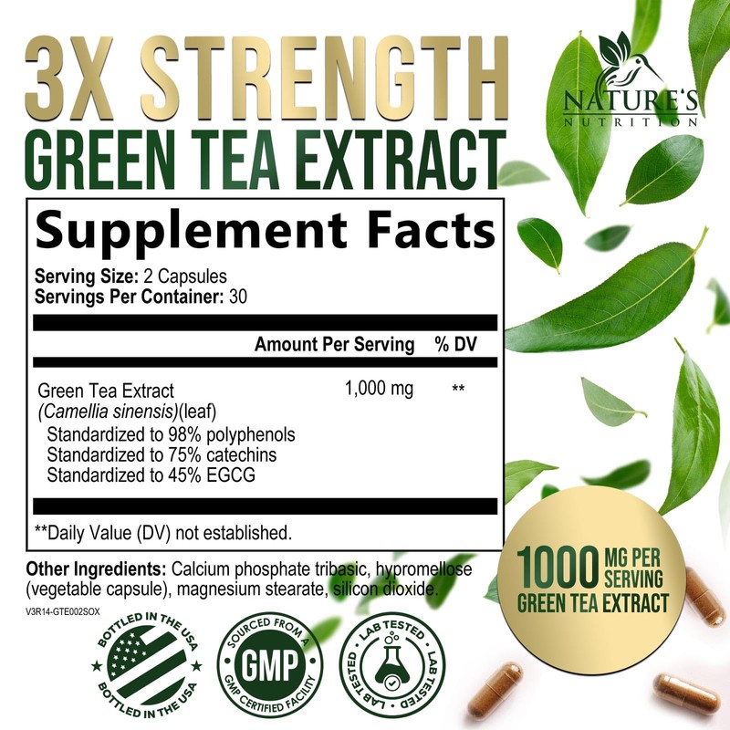 Green Tea Extract Capsules - 3X Strength Green Tea Extract