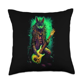 Hardcore ZOK OMO Metal Cat Hardcore Rocking Metal Cats Throw Pillow, 18x18, Multicolor