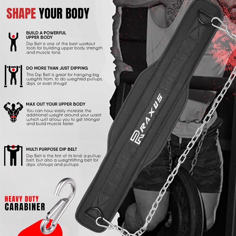 RAXUS Weight Lifting Belt with 2 Carabiners - Gym Belt,