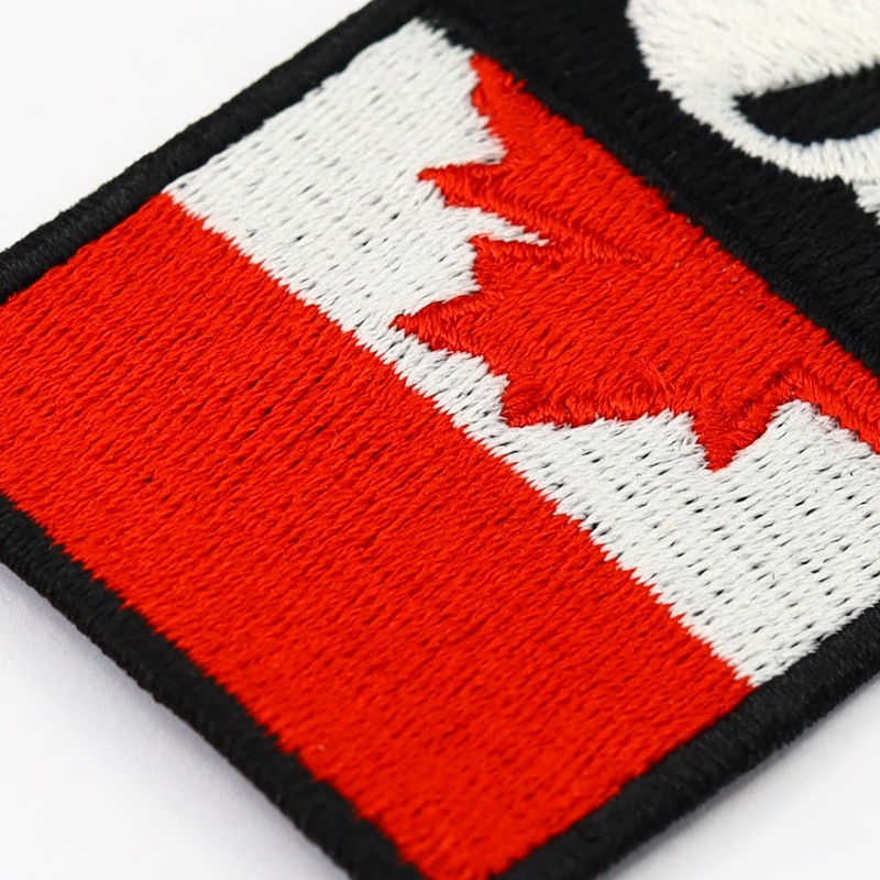 Skull Patch Canada Flag Fabric Applique to Sew or Iron