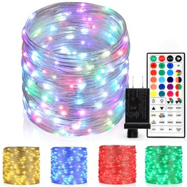 Outdoor String Lights, Rope Lights with Remote, Waterproof String Lights Outdoor Fairy Lights Twinkle Lights for Wedding, Patio, Pool, Christmas