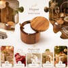 Salt Cellar, Acacia Wood Salt Container with Built‑in Spoon &