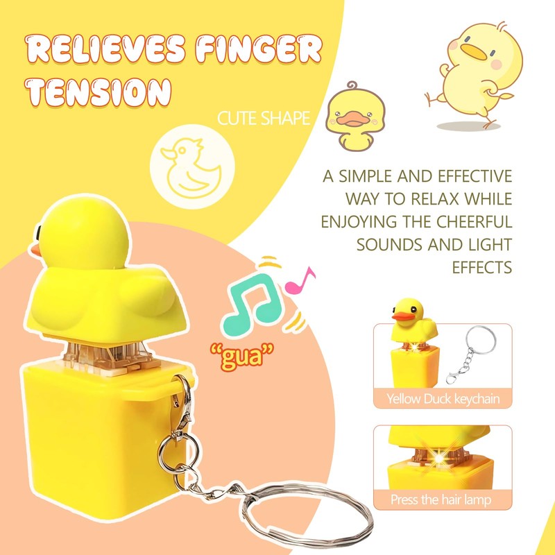 TaimeiMao Duck Fidget Keychain, Duckeys Quacking Fidget Toy, Quacking Duck