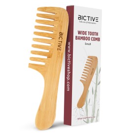 BICTIVE® Coarse Comb [Small]. Wooden Comb for All Hair Types. Curling Comb Natural Curls Made of Bamboo, Styling Comb, Wide Tooth Comb, Detangling Brush, Long Hair, Wide Tines for Men and Women