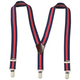 Imai Company Suspenders, S, Kids (Border), Navy Blue x Red, 31.5 - 43.3 inches (80 - 110 cm), Border: Navy blue x red