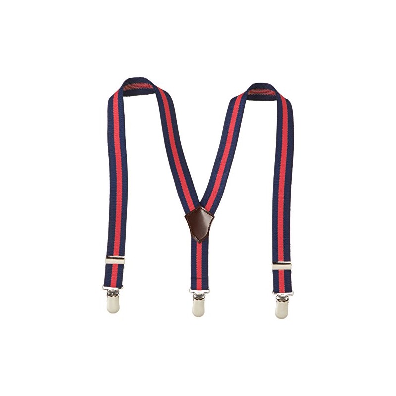 Imai Company Suspenders, S, Kids (Border), Navy Blue x Red,