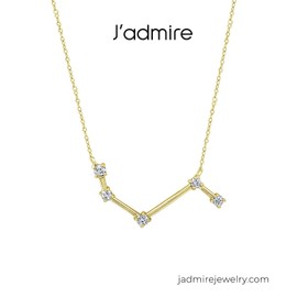 J'ADMIRE Horoscope Collection - Yellow Gold Plated Sterling Silver Cubic Zirconia Zodiac Symbol (Aries) Pendant Necklace, 16" + 2" Extender