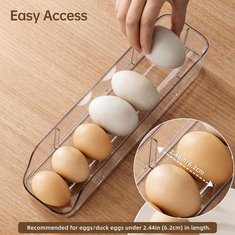 PAVSTINE 3-Tier Auto Rolling Egg Holder with Lid for Fridge,