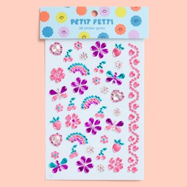 xo, Fetti Kids Face Gems, Pink, Purple + Blue - 38 pcs. | Cute Butterfly Face Stickers, Heart Birthday Rhinestone Accessory, Rainbow Decorations, Flower Supplies
