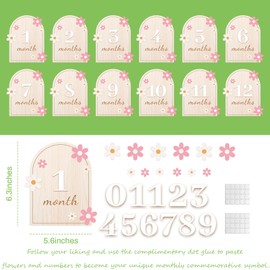 Baby Monthly-Milestone Cards Announcement Pregnancy Cards Reversible Newborn Photograph Props Shower Neutral Gift Wooden Milestone Sign for Boy Girl