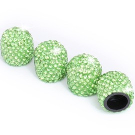 Bling Car Tire Valve Stem Caps, 4Pcs Universal Shinny Green Tire Air Valves Stem Caps, Sparkling Tire Valves Caps Dustproof for Most Cars, Motorcycles, SUV, Trucks, and Bicycles (Green)