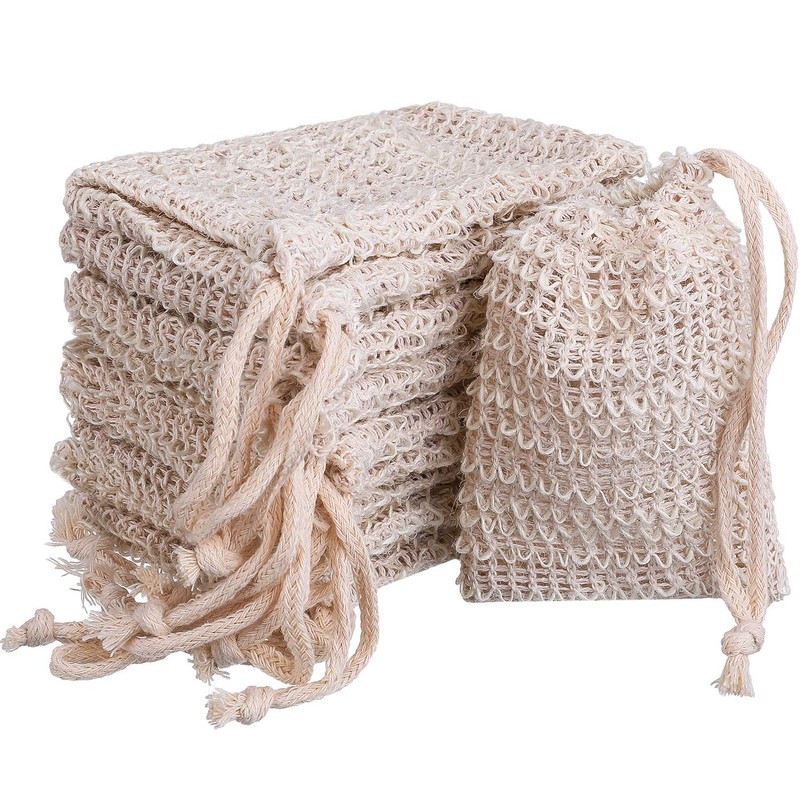 BBTO 10 Pack Exfoliating Natural Sisal Soap Bag Pouch Soap