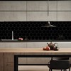 6-Sheet Black Hexagon Peel and Stick Backsplash for Kitchen and