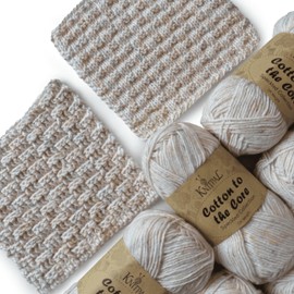 Cotton to The Core Speckled Soft Baby Yarn for Crocheting, 6 Skeins, 810Yds/300G, Free Patterns - Size 3 DK Light Worsted Weight Cotton Yarn for Knitting - Vanilla Wafer