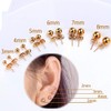 Golden Ball Stud Earrings Unisex Set of 6 Pairs 316L