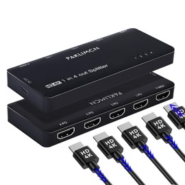 4K HDMI Splitter 1 in 4 Out for TV, Dual Monitors, Mirror Display - 3840x2160 60Hz, HDMI Splitter 1 in 2 Out,Not for Extend (4K 1in4 Out)
