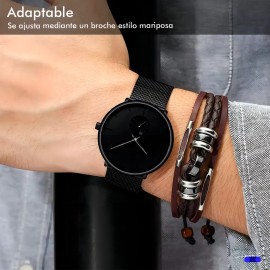 Reloj Crrju Hombre Diseño Ejecutivo Premium Color De La Correa Negra Con Negro