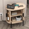 Simore Wood Nightstand with Charging Station, Bed Side Table, Mid