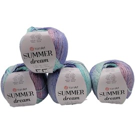 400 g Summer Dream Knitting Yarn, 4 x 100 g, 70% Mercerised Cotton and 30% Viscose, Multicoloured (Brown, Beige, Purple, ua 4315)