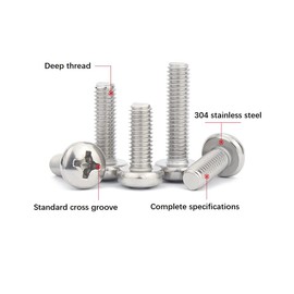 BOZONLI Round Head Machine Screws Phillips Screw 304 Stainless Steel Mounting Screws M3 x 3 mm Pack of 100