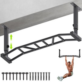 Kipika 48" Ceiling Mounted Pull Up Bar, Heavy Duty Multi-Grip Chin Up Bar,Mounted Pull Up Bar,Height Adjustable, Ideal for Home Gym and Strength Training