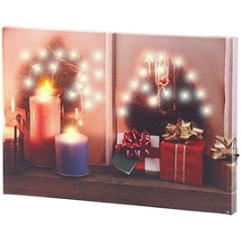 infactory LED Window Picture: Wall Picture Christmas Window with LED Lighting, 30 x 20 cm (LED Christmas Pictures Window, LED Canvas Picture, Christmas Lighting)