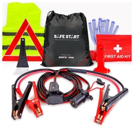 Car Emergency Kit - Car Safety Kit with First Aid, Safety Hammer, Reflectors, Gloves, Ice Shovel - Compact Roadside Tool Kit for Repairs, Snow, Accidents - Protect Your Family on The Road