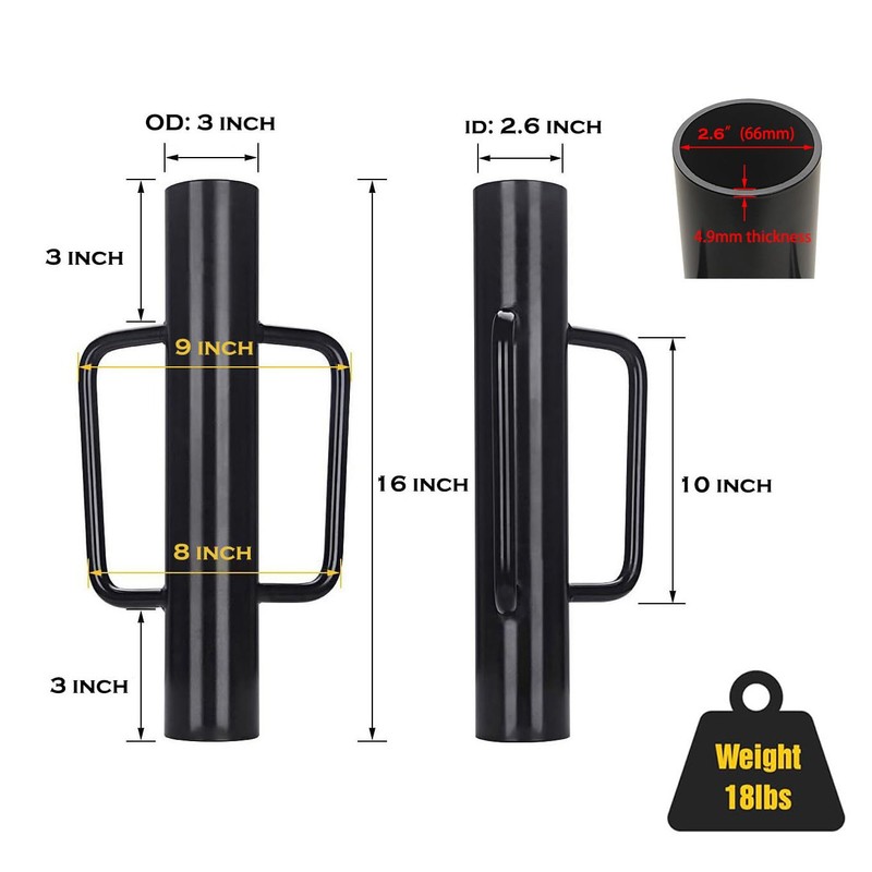 MTB Garden Black Fence Post Driver with Handle 18 LB