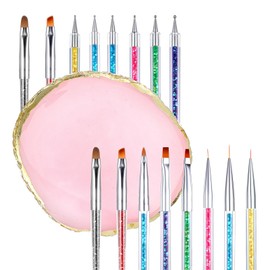 Resin Nail Art Palette with 8 Nail Art Brushes Liner Double Ended Design Brushes Polish Mixing Plate Design Tools Kit for Home Nails Salon