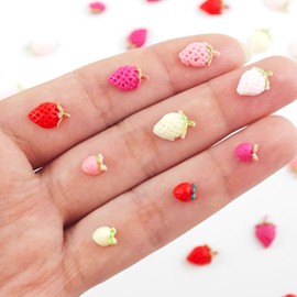 200 Pieces Tiny Strawberry for Dollhouse Miniatures Resin Food for Crafts Mini Strawberry Decor for Dollhouse Mini Kitchen Fairy Garden Micro Landscaping Decoration
