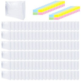 120 Pcs Mini Clear Makeup Bag 9.8 x 7.1 x 2.6 Inch Toiletry Organizer Pouches with 120 Labels Small PVC Waterproof Cosmetic Bags Transparent Zipper Bag for Organizing Women Travel Vacation Supplies