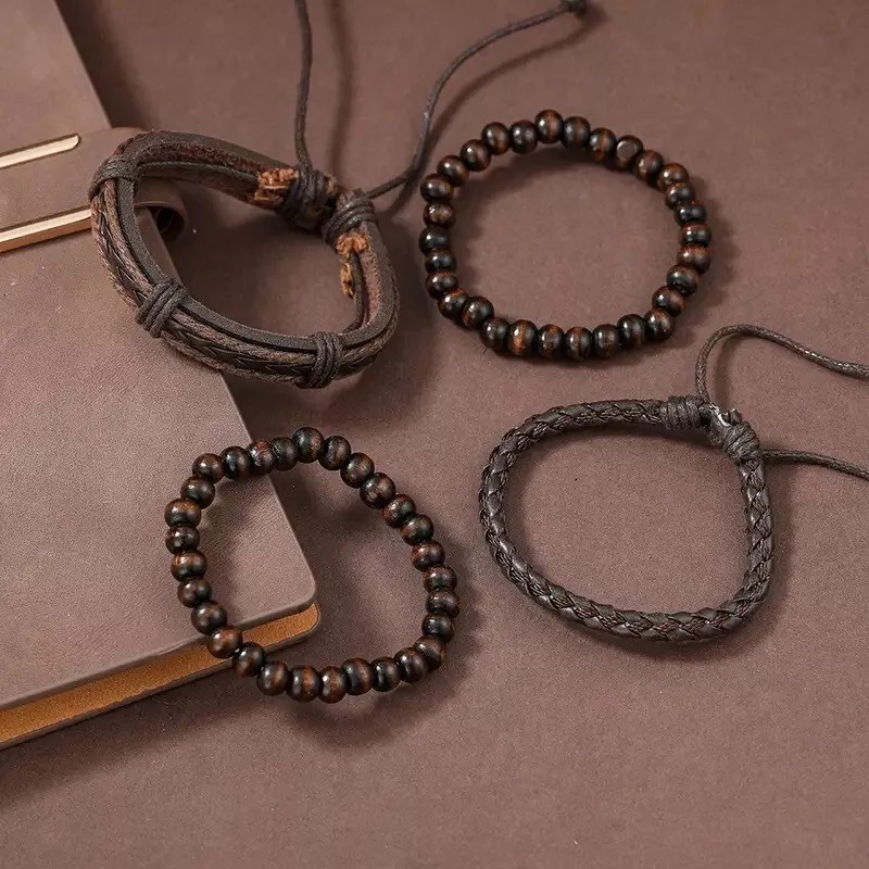 Artisan 4 piece Woven Handmade Bracelet with Beads