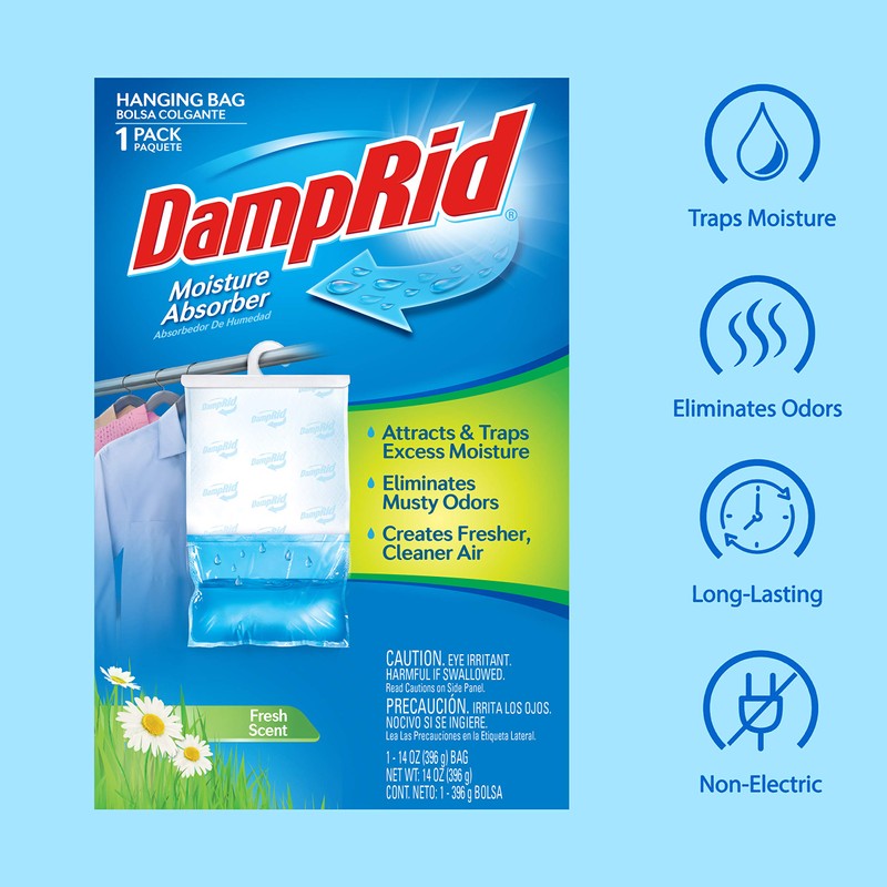 DampRid FG80 Fresh Scent Hanging Moisture Absorber ,6-Pack