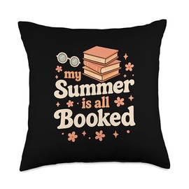 My Summer Is All Booked Book Lover Reading Vacation 2025 Throw Pillow