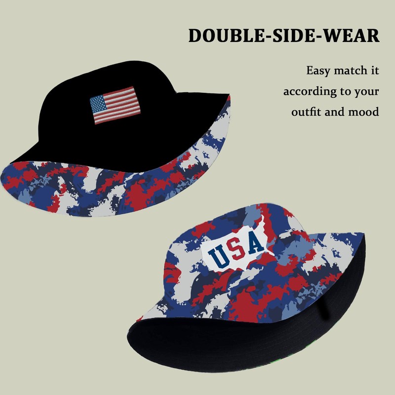 USA Bucket Hat for Women Men Funny 4th of July