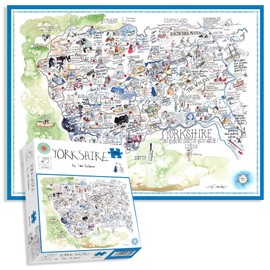 Comical Map Of Yorkshire, Artwork By Tim Bulmer - 1000 Piece Puzzle For Adults, Large Puzzle 66cm X 50cm In Size. Challenging To Complete But Fun And Humorous. Makes A Great Gift For Birthdays
