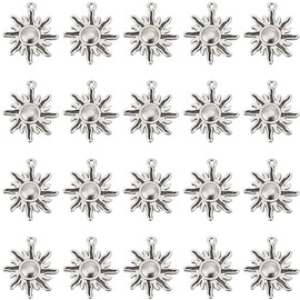 SUNNYCLUE 1 Box 80Pcs Silver Sun Charms Sunburst Charm Bulk Celestial Metal Alloy Antique Vintage Weather Sky Sunshine Charm for Jewelry Making Charms DIY Keychain Bracelet Earrings Necklace Crafting