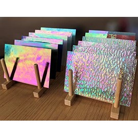 LITMIND 12 Sheets Iridescent Glass Stained Glass Sheets, 4x6 inch Glass Mosaic Tiles for Crafts, Cathedral Art Glass Pack, Assorted Colors (Iridized Opaque & Translucent Textures)