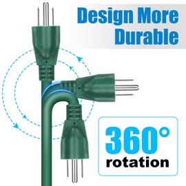 Copkim 2 Pack Outdoor Extension Cord 200 Ft Total Weatherproof 16/3 SJTW Outlets Wire Green Flexible 3 Prong Grounded Plug Indoor Cord for Landscaping Light, holiday Decor and Christmas, ETL Listed