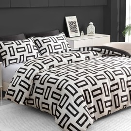 Pamposh Super King Duvet Set - Premium Satin Silk Reversible Super King Duvet Cover - Luxurious Hotel Quality Super King Bedding Set With Zipper Closure (Black & White, Super King (220 x 260 cm))