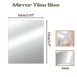 Biaungdo 12 Pcs Self Adhesive Acrylic Mirror Tiles,10 x 15cm/4" x 6" Frameless Mirror Tiles,Flexible Mirror Sheets Non-Glass Mirror Stickers Rectangular Small Mirror Plates Trays for Home Walls Decor