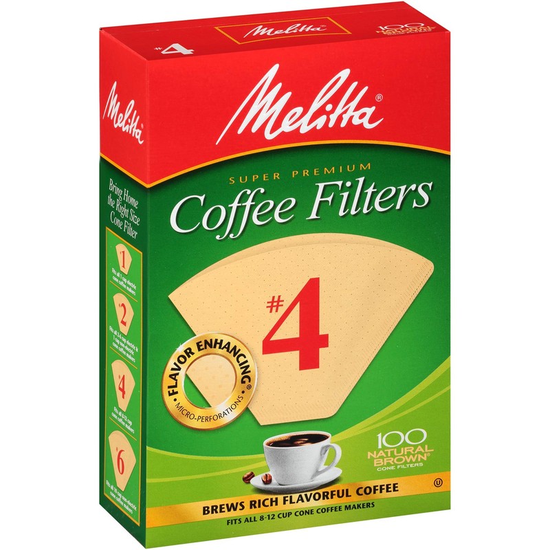 Melitta #4 Cone Coffee Filters, Unbleached Natural Brown, 100 Total