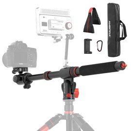 AMBITFUL Heavy Duty Aluminum Tripod Boom Arm - Retractable Horizontal Column with Sandbag, 360° Rotatable Overhead Photography Arm for DSLR/Video/Camera, 22lbs Load Capacity,Tripod not Included