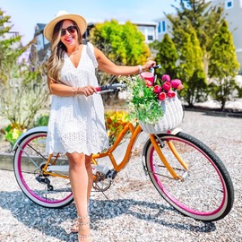 2-Pack Cruiser Bike Tires Set: Hycline 26x2.125 Inch Folding Replacement Bicycle Tires and Pair 26-inch Inner Tubes with Tire Levers for Beach or Urban City Commuter Bike-White Walled