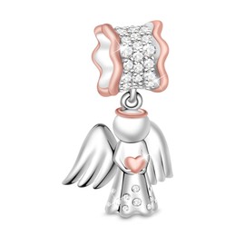 GNOCE Heart Angel Charm 925 Sterling Silver Angel of Love Charms for Women Fit All Bracelets Gift for her