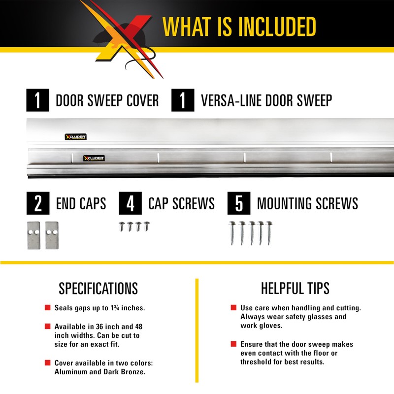 Xcluder 48 in. Versa-Line Door Sweep, Aluminum Cover, Seals Out