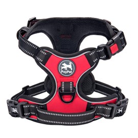 PoyPet No Pull Dog Harness, No Choke Front Clip Dog Reflective Harness, Adjustable Soft Padded Pet Vest with Easy Control Handle for Small to Large Dogs(Red,S)