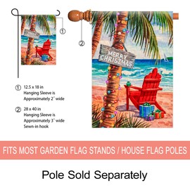 Morigins Merry Christmas Beach Chair Tropical Plants Decoration Outdoor Winter House Flag 28x40 inch