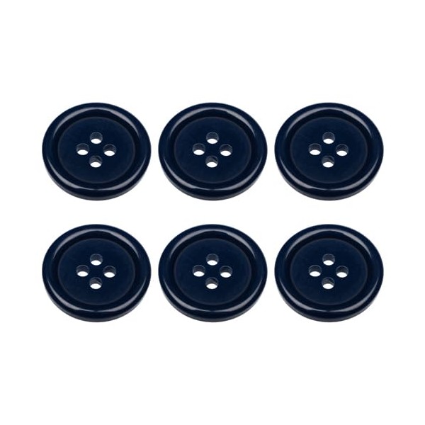 Pack of 6 Dark Blue Sew on 20mm Round Buttons