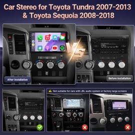 KuTaiTai Car Radio Stereo for Toyota Tundra 2007-2013 Toyota Sequoia 2008-2018 - 2+32GB 10.1 Inch Touch Screen Head Unit with Wireless Apple Carplay Android Auto Mirrorlink in-Dash GPS Backup Camera